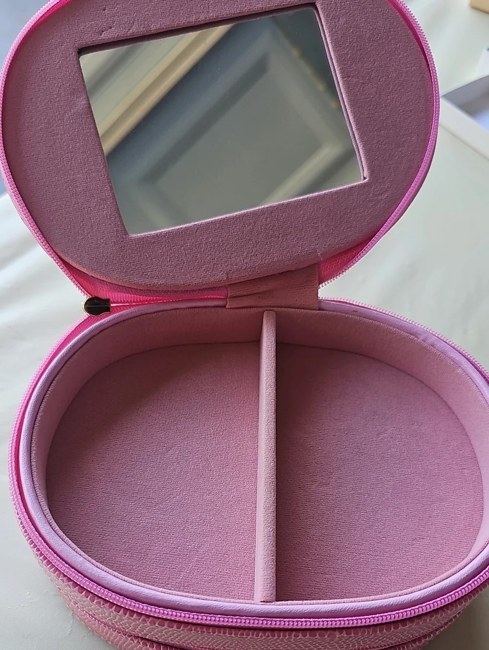 Pink Travel Jewelry Case with Mirror